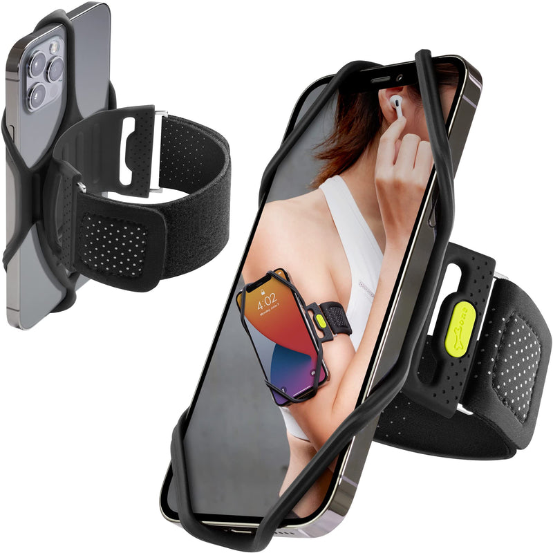  [AUSTRALIA] - Bone Run Tie 2 (2nd Gen) Phone Holder for Running Armband Universal Cell Phone Holder, Fits Phone Size 4.7-7.2 Inches for iPhone 13 12 11 Pro XS XR X 8 7 Plus Samsung Galaxy (Black/ Arm 7.9-9.8") Arm 7.9-9.8" Silicone Metal