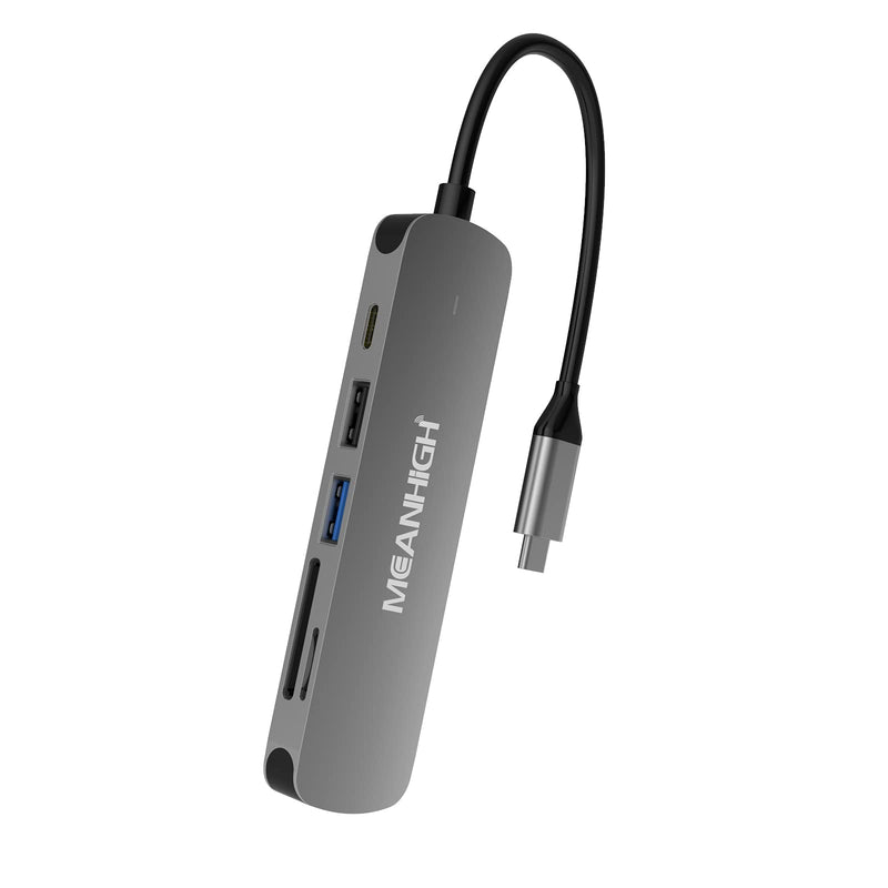  [AUSTRALIA] - MEANHIGH USB C 3.0 Hub, 6 in 1 Type C to USB Hub Adapter, 4K HDMI Output, SD/TF Card Reader, 100W PD Charging, Ultra-Slim and Portable, Compatible with MacBook Pro Air HP XPS and More Type C Device USB C-6IN1