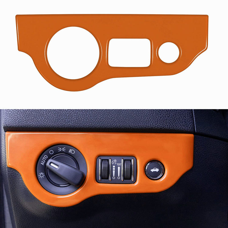  [AUSTRALIA] - Headlight Switch Trim ABS Decoration Cover Button Panel Sticker Interior Accessories for Dodge Challenger 2015-2021 for Dodge Charger 2010-2021 (Orange) Orange