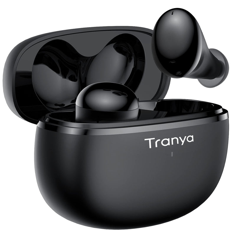  [AUSTRALIA] - Tranya T20 Wireless Earbuds, Premium Sound with Deep Bass, 8H Playtime, 4-Microphones Design for Call, Bluetooth Earbuds with Low Latency Game Mode, IPX7 Waterproof Headphones for Sports, Black
