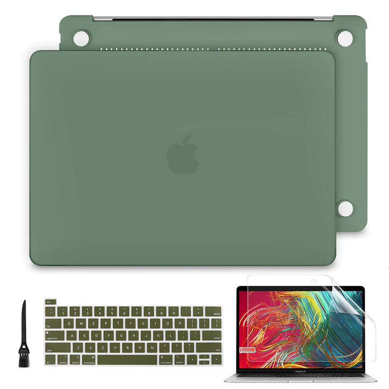  [AUSTRALIA] - Batianda for MacBook Pro 13 Case 2020 A2338 M1 A2289 A2251, Plastic Hard Shell Case with Keyboard Cover & Screen Protector for Newest Mac Pro13 Inch with Retina & Touch Bar,Black Green Black Green