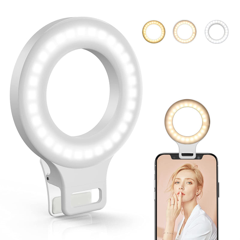  [AUSTRALIA] - Clip on Ring Light, Kimwood Rechargeable 60 LED Selfie Ring Light for Phone, Laptop, Tablet ( 3 Models, 5 Level Brightness)