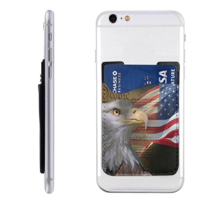  [AUSTRALIA] - SXboxing Bald Eagle on American Flag Self Adhesive Credit Card Wallet，Phone Wallet，Phone Card Holder，Pu Leather Credit Card Wallet Phone Case Pouch Sleeve Pocket for All Smartphones US Flag