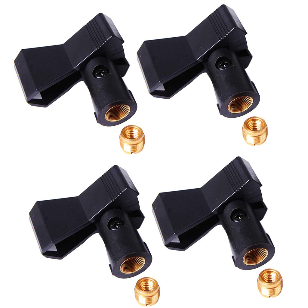  [AUSTRALIA] - Microphone Clips for Stands,4 Pack Universal Wireless Mic Clip Holder with 5/8 to 3/8 Microphone Adapter,Knob Adjustable 180 Degrees 4 Pcs