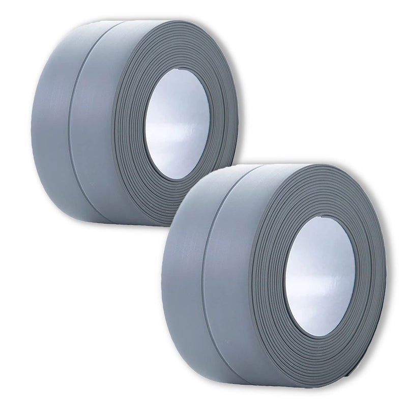 [AUSTRALIA] - 2 Pack Caulk Strip, 1.5" x 10.5Ft PVC Self Adhesive Caulk Tape, Sealing Waterproof Silicone Tape for Bathroom Bathtub Kitchen Toilet Wall Windows 2 Pack, Grey