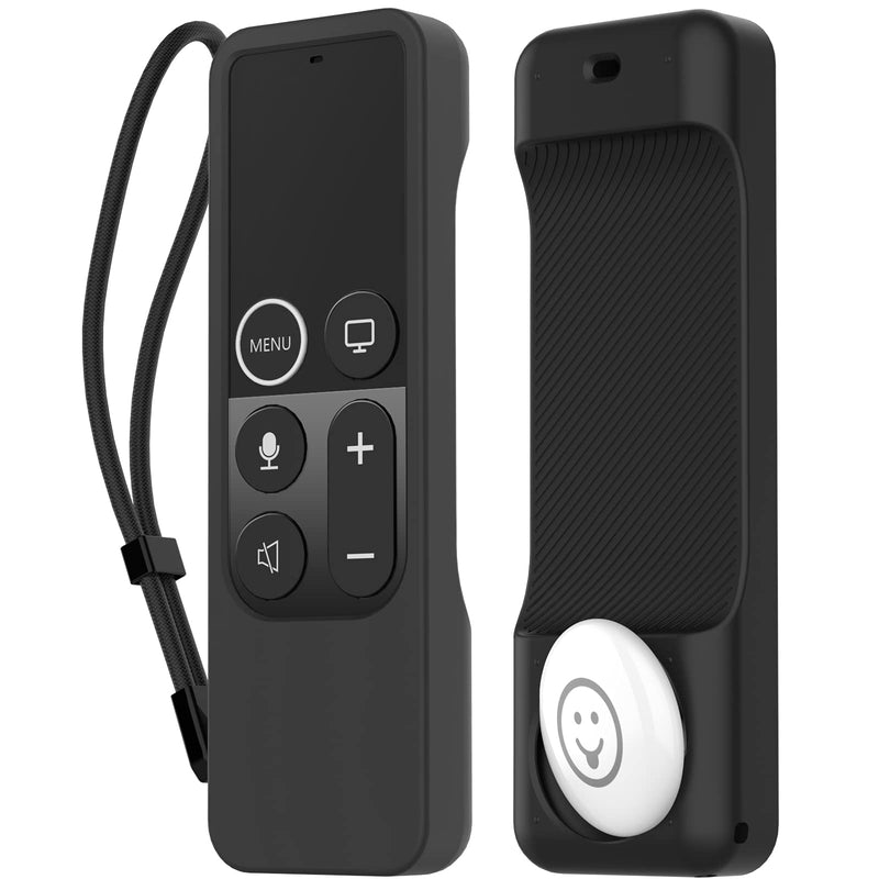  [AUSTRALIA] - AhaStyle Protective Case for Apple TV Remote with AirTag Holder, Anti Slip Silicone Cover Compatible with 2017 Apple TV 4K [1st Generation] and 2016 Apple TV HD (Black) Black