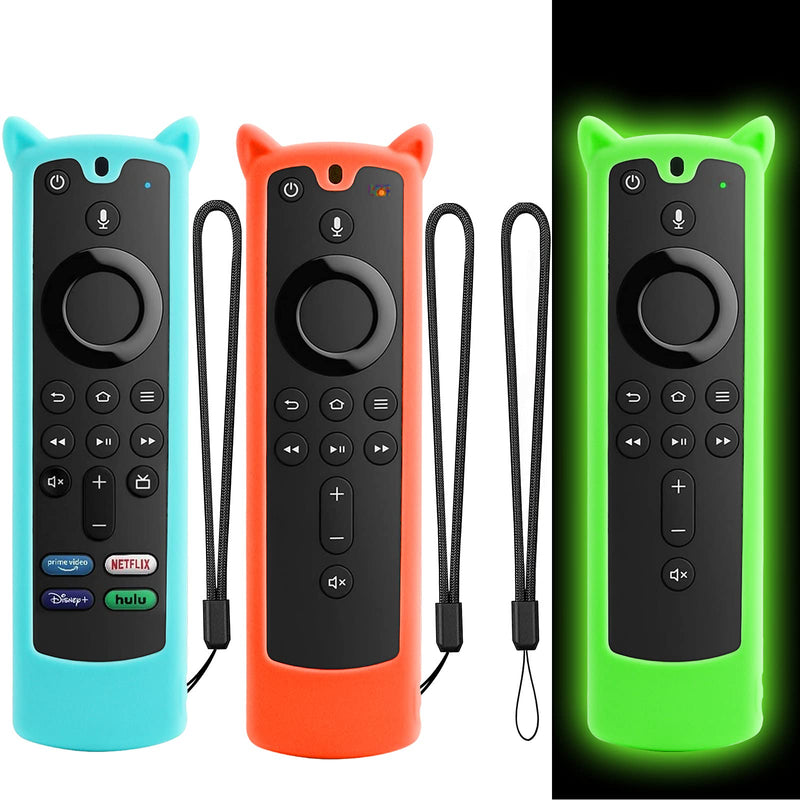  [AUSTRALIA] - 3Packs TV Stick Silicone Remote Cover for Newest Stick TV Remote 2021(3rd Gen),Silicone TVstickremote Covering Compatible with TV Fir Stick Lite 2020,2018 4K Voice Remote Control,Shockproof Blue&Orange&Glow Green