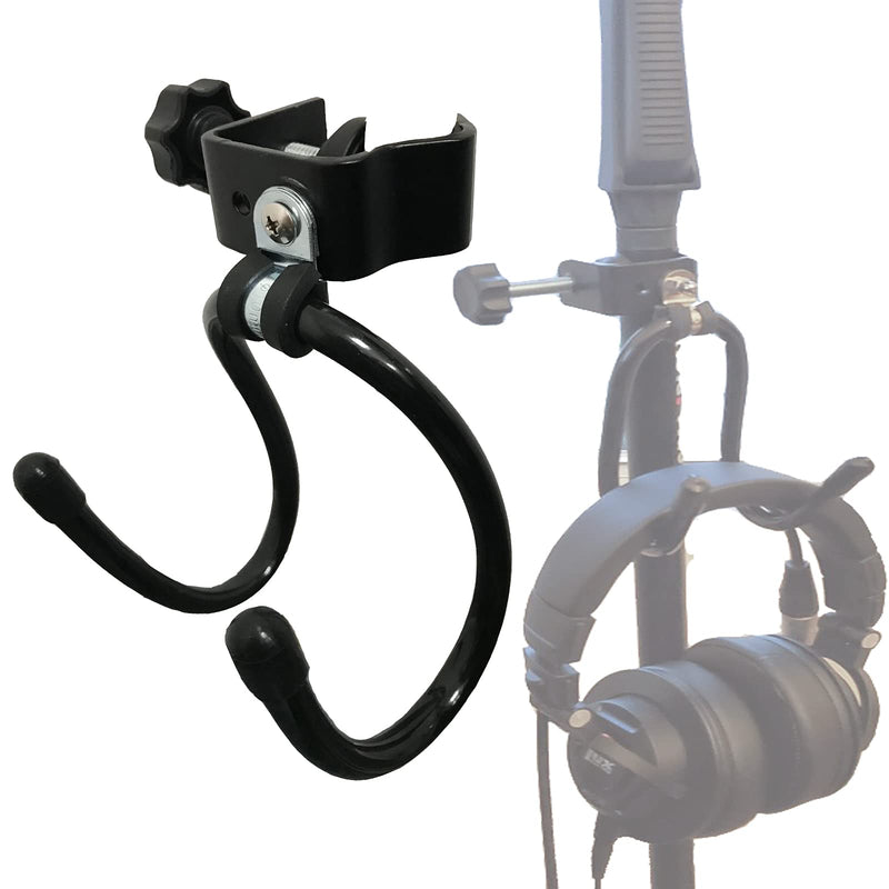  [AUSTRALIA] - Headphone Hanger Stand Mount, Clamp-On Universal Accessory Holder, for Studio Microphone/Musical Stand for Headset, Cords, Tambourines, Cowbell, etc - No Instrument