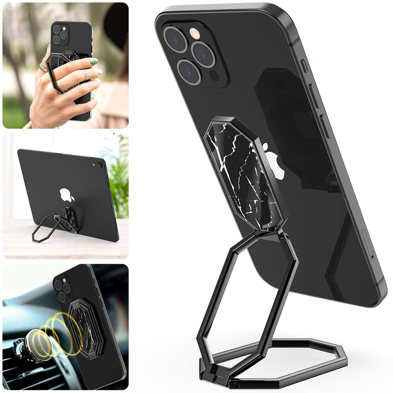  [AUSTRALIA] - Cell Phone Ring Holder Finger Kickstand, UVERTOOP Foldable Phone Ring Stand 360° Rotation Metal Back Grip Holder Work with Magnetic Car Mount, Compatible with iPhone Samsung Tablets (Marble Black) Marble Black