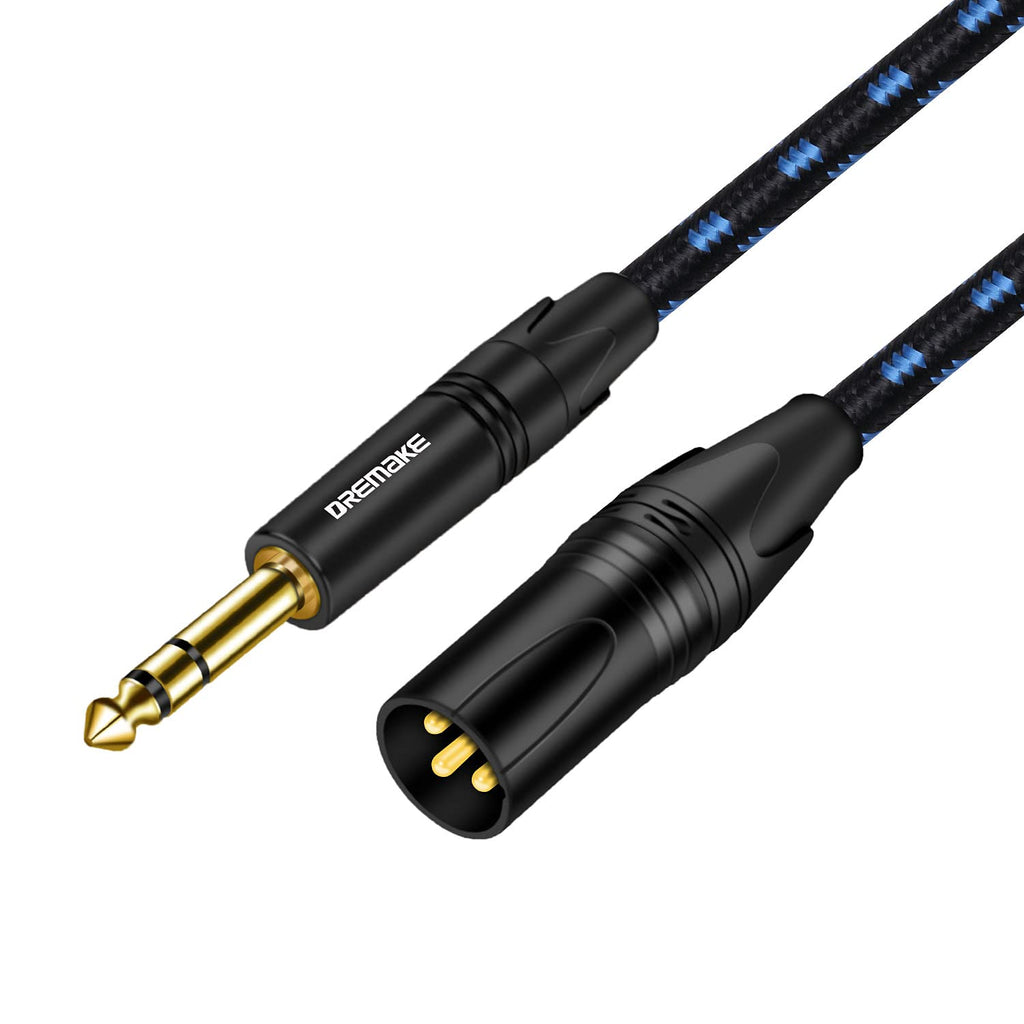  [AUSTRALIA] - DREMAKE TRS 1/4 to XLR Microphone Cable, 6.5mm Male to XLR Male Balanced Audio Cord, 10FT XLR 3-Pin to 6.35mm Stereo Plug Interconnect Cable for Speaker System, Stage Lighting, Studio Sound Console 10FT/3M