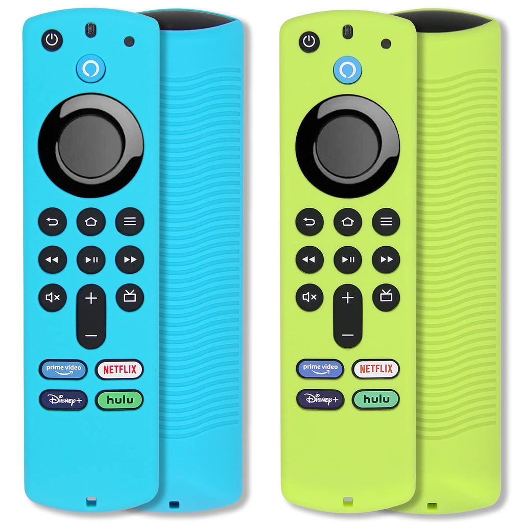  [AUSTRALIA] - [2 Pack] Pinowu Firestick Remote Cover Case Compatible with Firetv Stick (3rd Gen) Voice Remote, Anti Slip Shockproof Silicone Sleeve with Wrist Strap for TV Stick 2021 (Green & Turquoise) Green & Turquoise