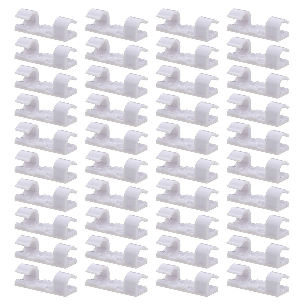  [AUSTRALIA] - 40 Pack Cable Clips - Viaky Strong Self Adhesive Wire Holder Organizer Durable Cord Management Wall Mount Thread Clamps, Small Lightweight Flat for Home, Office, Car, Desk, Indoor, Outdoor(White)