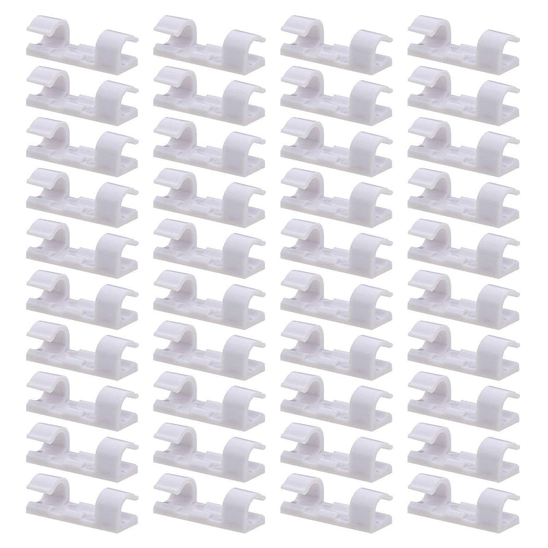  [AUSTRALIA] - 40 Pack Cable Clips - Viaky Strong Self Adhesive Wire Holder Organizer Durable Cord Management Wall Mount Thread Clamps, Small Lightweight Flat for Home, Office, Car, Desk, Indoor, Outdoor(White)