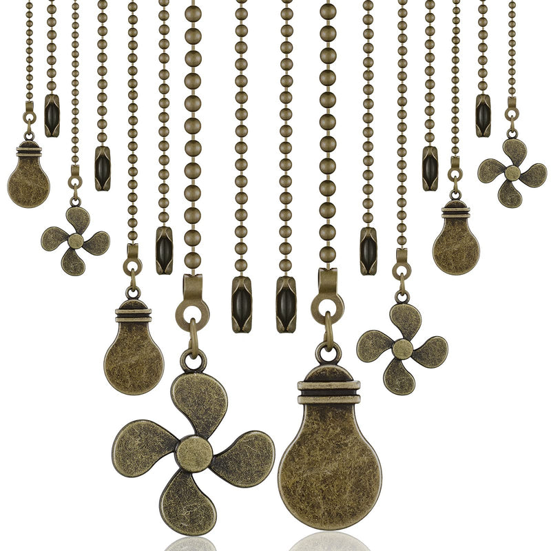  [AUSTRALIA] - 8 Pieces Bronze Pull Chains Ceiling Fan Chain Extension Bronze Fan Pull Chain Pendant 12 Inch Ceiling Fan Chain Extender Ornament with Fan and Light Bulb Chain Connector