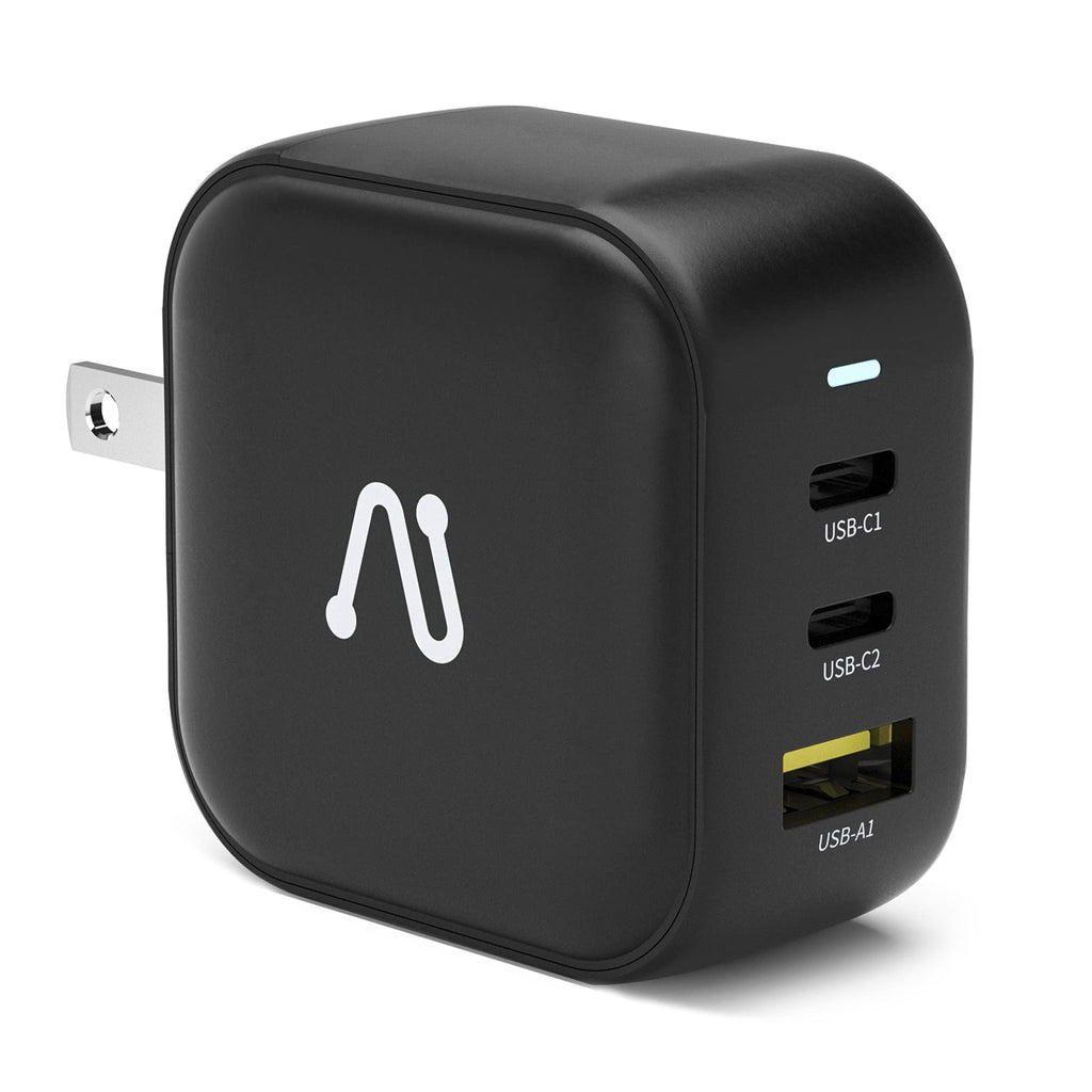  [AUSTRALIA] - USB C Wall Charger, Aergiatech 65W PD 3.0 GaN Charger, Foldable Dual Type C Charger Block, USB C Power Adapter 3-Port for MacBook Pro/Air, iPad Pro/Air, iPhone 13, Galaxy S22+/S22 Ultra, Pixel, Black