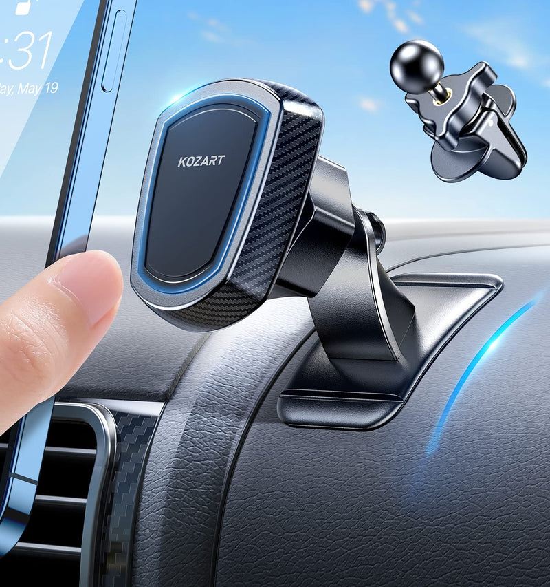  [AUSTRALIA] - Magnetic Phone Holder for Car, Kozart Universal [Upgrade Kit] Magnet Car Mount for Dashboard & Vent 360°Rotation Cell Phone Mount Compatible with iPhone, Samsung, LG, GPS, Mini Tablet & More Black