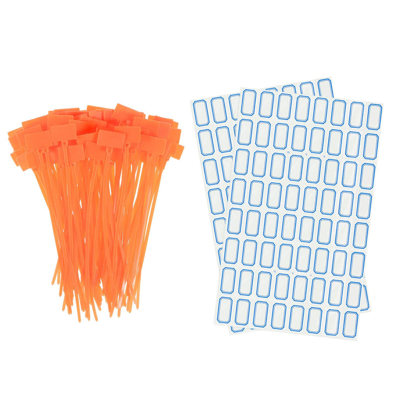  [AUSTRALIA] - uxcell 100pcs Nylon Cable Ties Tags Label Marker Self-Locking for Marking Organizing Orange