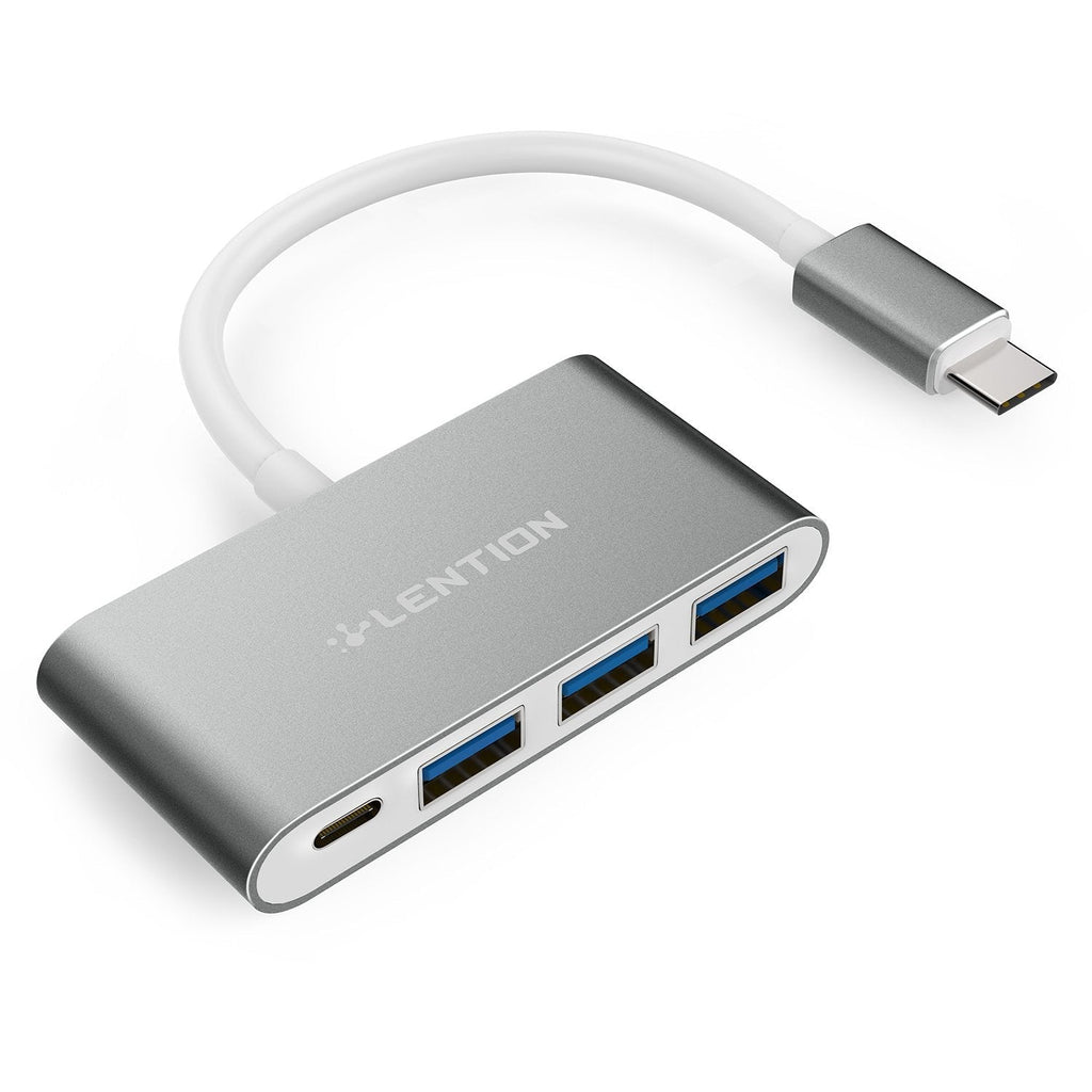  [AUSTRALIA] - LENTION 4-in-1 USB-C Hub with 3 USB 3.0 and Type C Power Delivery Compatible 2021-2016 MacBook Pro 13/15/16, New Mac Air/Surface, ChromeBook, More, Multiport Charging Adapter (CB-C13se, Space Gray)