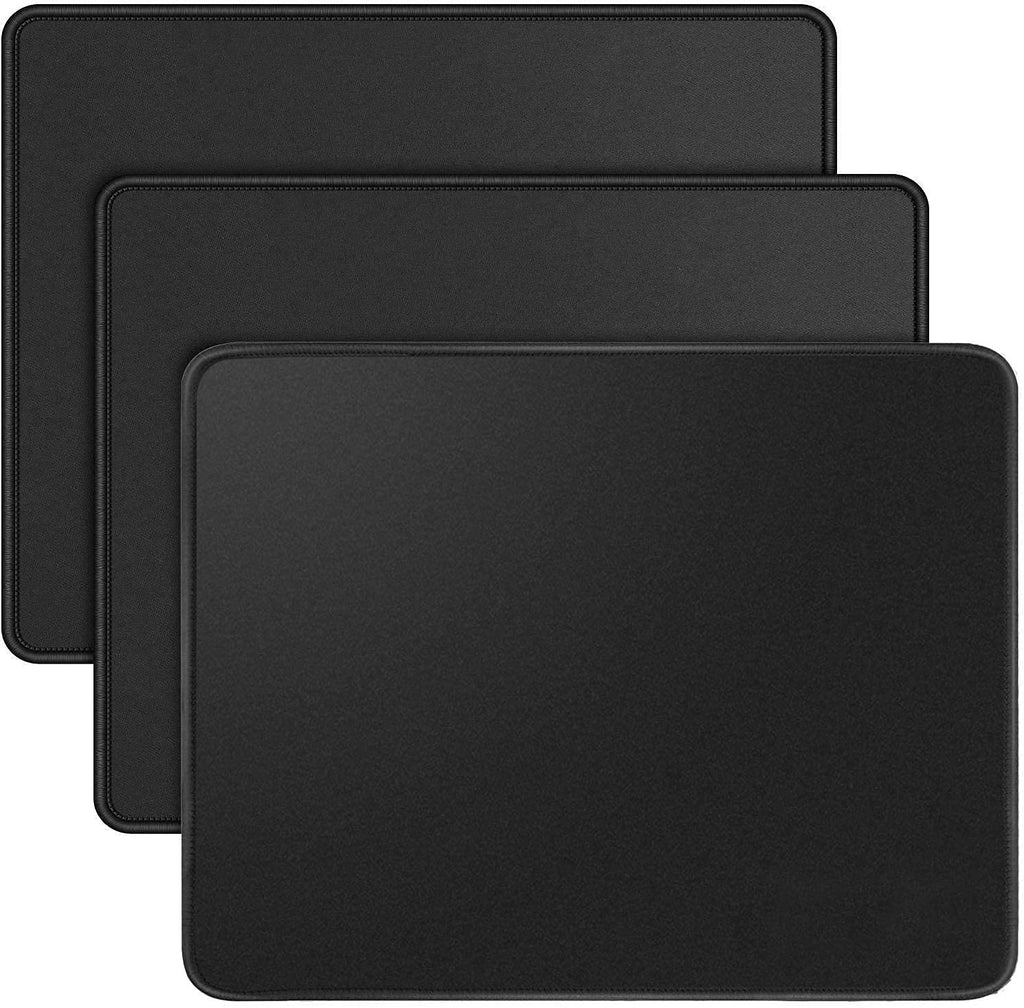  [AUSTRALIA] - Black 3PCS 10.2×8.3×0.08inch (260×210×2mm) Computer Mouse Pad with Non-Slip Rubber Base,Premium-Textured with Stitched Edges,Mouse Pads for Computers,Laptop,Office &Home