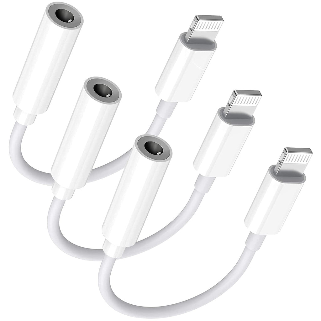  [AUSTRALIA] - Lightning to 3.5 mm Headphone Jack Adapter, [Apple MFi Certified] 3 Pack iPhone 3.5mm Headphones/Earphones Jack Aux Audio Dongle Adapter Compatible for iPhone 13 12 11 XS XR X 8 7 iPad, Support iOS 15 3Pack