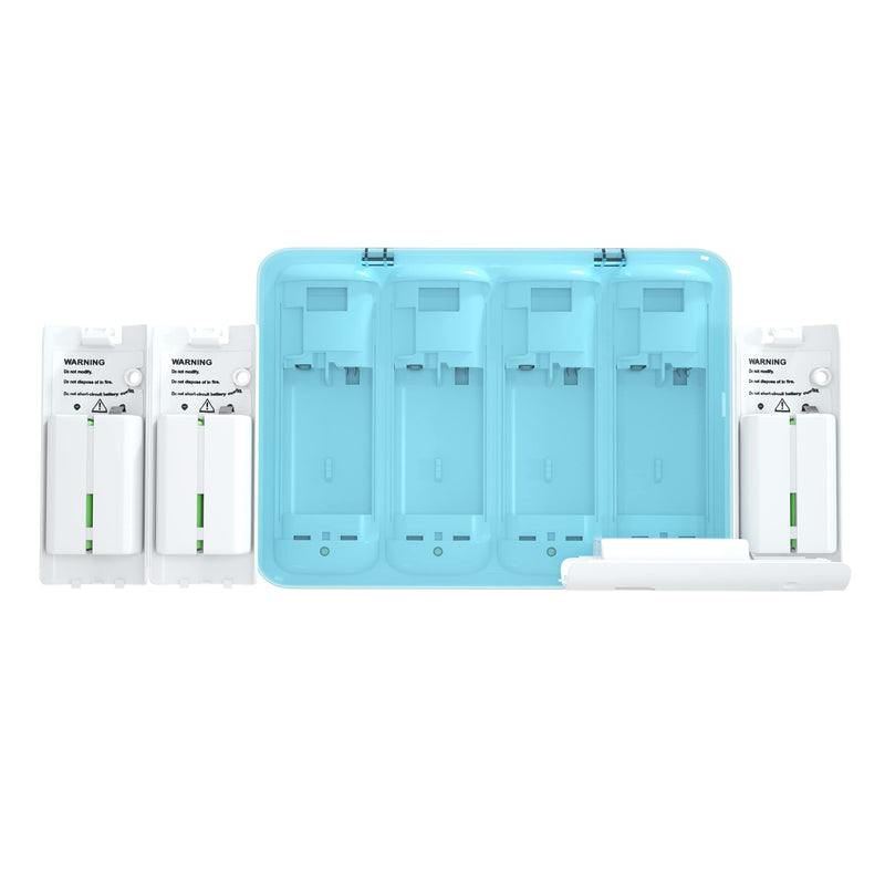  [AUSTRALIA] - 4-Port Charging Station Dock with 4pcs 2800mAh Rechargeable Battery Packs for Wii Wiiu Remote Game Contoller, Including USB Cable Cord 【2021 Version】