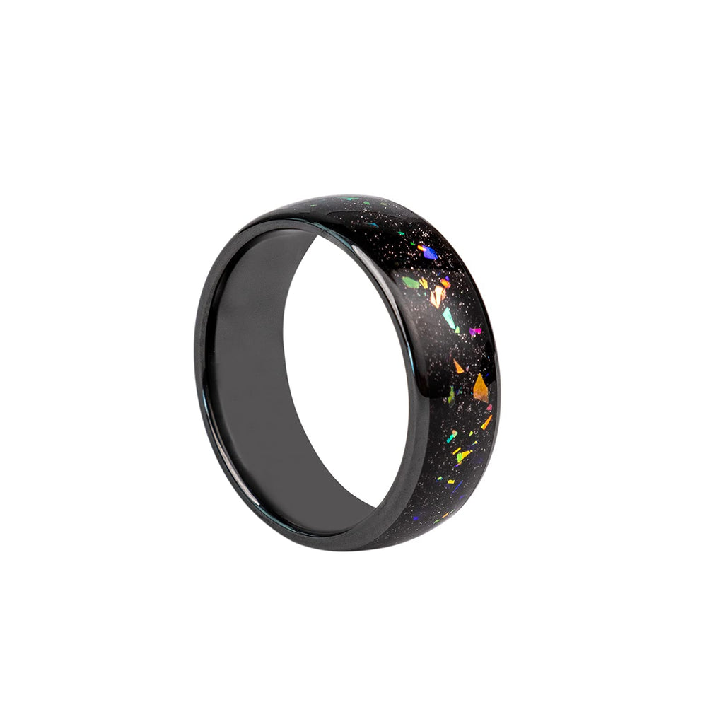  [AUSTRALIA] - HECERE Waterproof Ceramic NFC Ring, NFC 215 Chip Universal for Mobile Phone, All-Round Sensing Technology Wearable Smart Ring, Colorful Fragments Ring for Men or Women (Colorful Fragments Ring 19mm) Colorful Fragments ring 19mm