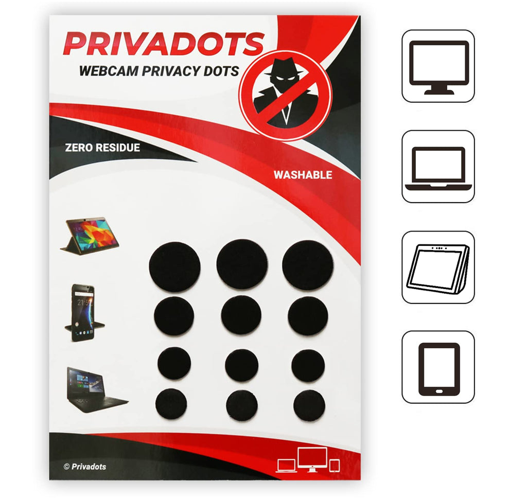  [AUSTRALIA] - Privadots - Webcam Sticker Reusable, 0.02in Thin, Soft Surface, Camera Lens Covers for Laptop, Phone, Tablet, Protect Your Privacy (12 Black) 12 Black