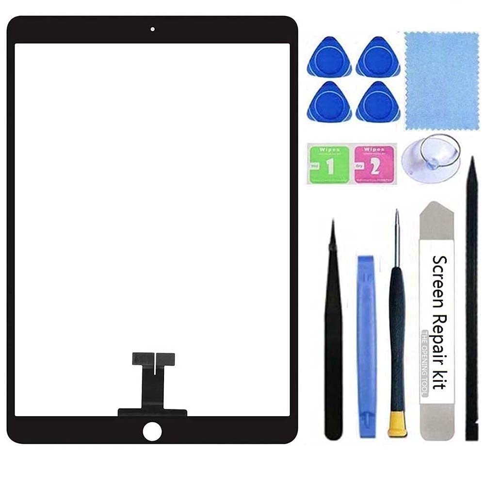  [AUSTRALIA] - Touch Screen Digitizer Replacement for iPad pro 10.5 A1701 1709 Front Glass Panel Assembly(Not LCD) with Pre-Installed Adhesive,Tools Kit,Black Black