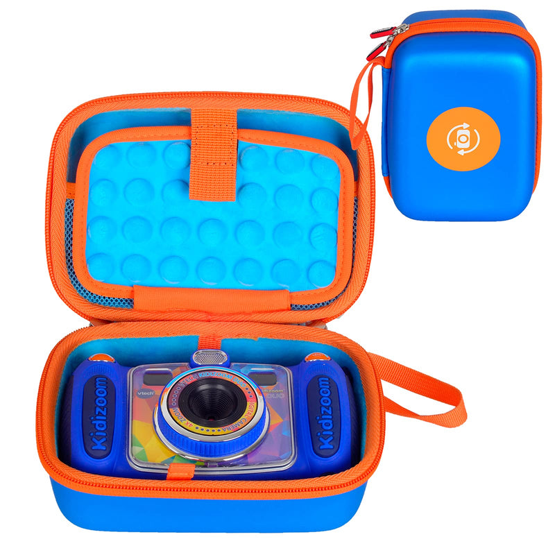  [AUSTRALIA] - BTOPCASE Hard PU EVA Carrying Protective Storage Cover Case for VTech Kidizoom Duo/Duo DX/Duo Deluxe/PrintCam/Twist/Pix Selfie Camera, (Blue PU-Blue Villus Interior with Orange Zipper) Blue PU-Blue villus interior with Orange zipper