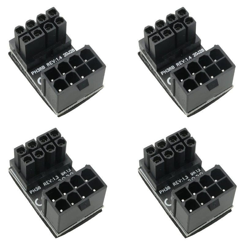  [AUSTRALIA] - WHYHKJ 4pcs GPU VGA PCIe 8pin Male 180 Degree Angled to 8Pin Female Power Adapter for Desktop Graphics Card (2pcs Standard Type + 2pcs Reverse Type), Black