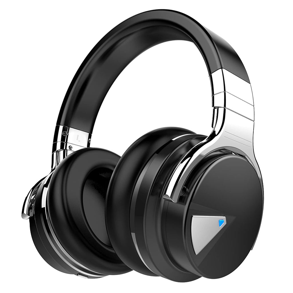  [AUSTRALIA] - Silensys E7 Active Noise Cancelling Headphones Bluetooth Headphones with Microphone Deep Bass Wireless Headphones Over Ear, Comfortable Protein Earpads, 30 Hours Playtime for Travel/Work, Black