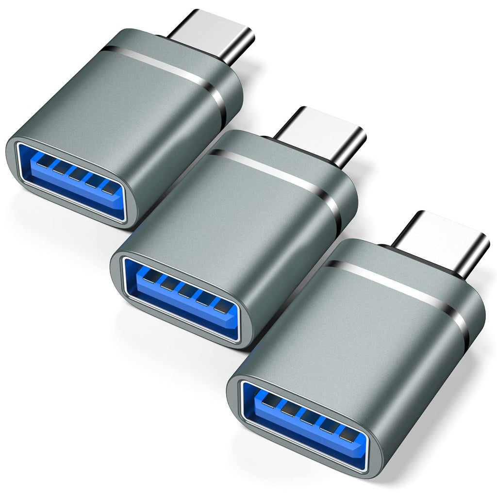  [AUSTRALIA] - USB C to USB Adapter 3-Pack USB C Male to USB 3.0 Female Adapter Compatibllity for iMac 2021 for iPad Pro 2021 for MacBook Pro 2020 for MacBook Air 2020 and Other Type C or Thunderbolt 3 Devices Gray