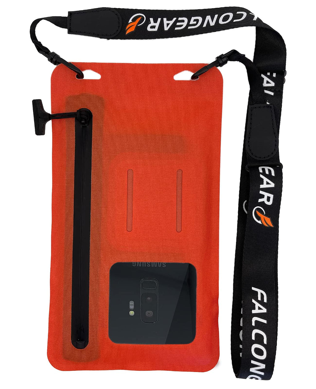  [AUSTRALIA] - FalconGear Floating Waterproof Phone Pouch Universal Waterproof Phone Case with Zipper & Adjustable Lanyard Cellphone Dry Bag for iPhone 12/11 Pro Max XR Galaxy S21/20 Ultra & Up to 7.5” (Orange-Red) Orange-Red