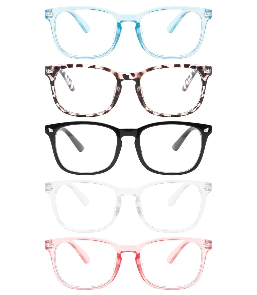  [AUSTRALIA] - MIGSIR 5 Pack Blue Light Blocking Glasses, Fashion Computer Glasses for Women/men, Anti Glare, UV400, Eye Strain Medium (Unisex adult) C2 5 Pairs Mix