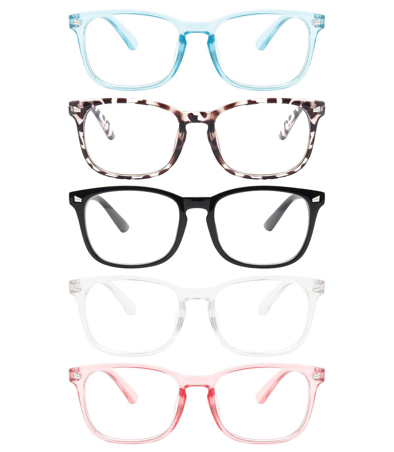  [AUSTRALIA] - MIGSIR 5 Pack Blue Light Blocking Glasses, Fashion Computer Glasses for Women/men, Anti Glare, UV400, Eye Strain Medium (Unisex adult) C2 5 Pairs Mix