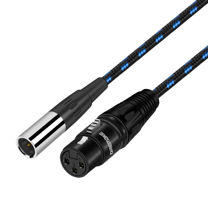  [AUSTRALIA] - DREMAKE 3FT Mini XLR Male to Standard XLR Female Converter Cable, 3-Pin XLR to Mini XLR Microphone Audio Cable for Professional Camera, Label Microphone, Power Amplifier, Equalizer - Black Blue Tweed 3Feet/1M