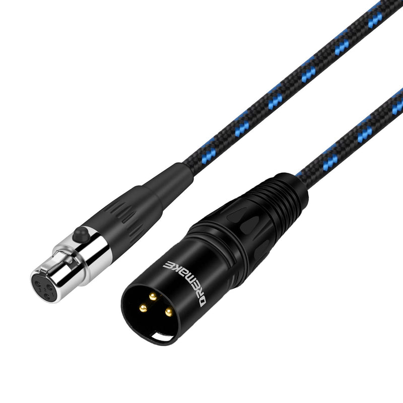  [AUSTRALIA] - DREMAKE Mini-XLR 3-Pin Female to 3-Pin XLR Male Adapter Audio Cable, 1 Feet Regular XLR to Mini-XLR Microphone Converter Cable for Camera, Headphone, Power Amplifier, Console - Black Blue Tweed 1Feet/30CM