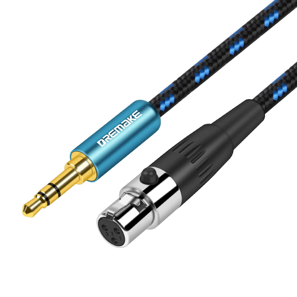  [AUSTRALIA] - DREMAKE 3.5mm 1/8‘’ TRS Aux Male to Mini XLR 3-Pin Female Audio Cable, 5FT Mini XLR to 1/8 Inch Stereo Headphone Cable for Professional Recording Studios, Live Performances, Schools - Blue Tweed 5Feet/1.5M