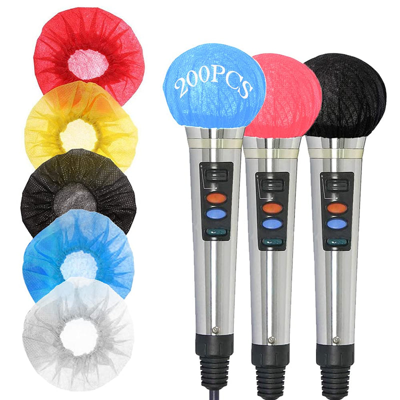  [AUSTRALIA] - 200 Pcs Disposable Microphone Cover, Non-woven Handheld Microphone Windscreen with Elastic Band, Clean and No-odor Mic Covers for KTV, Interview, Recording Studio, Performance, Speech (Color) Color