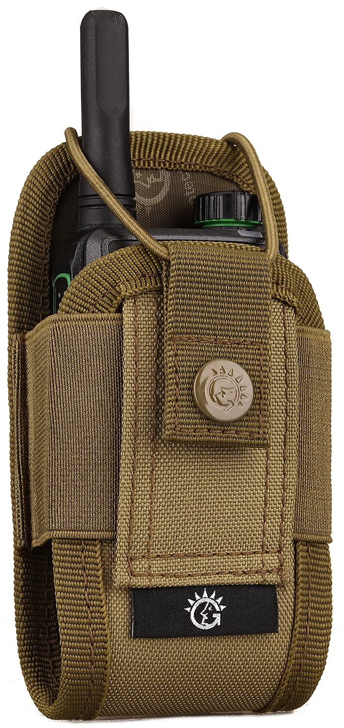  [AUSTRALIA] - SunForMorning Tactical Radio Holder Pouch Case MOLLE Walkie Talkies Holster Bag Military Two-Way Interphone Tool Pack (Brown) Brown