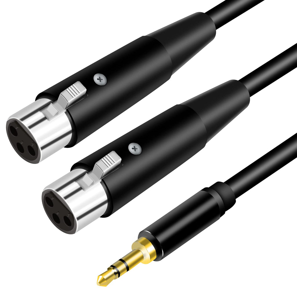  [AUSTRALIA] - Dual XLR Female to 3.5mm Cable 6Ft 2pack,BELIPRO XLR 3 Pin to 1/8 Inch Mini Jack TRS Stereo Aux Interconnect Audio Mic Cable.… 6Ft-[2 pack]