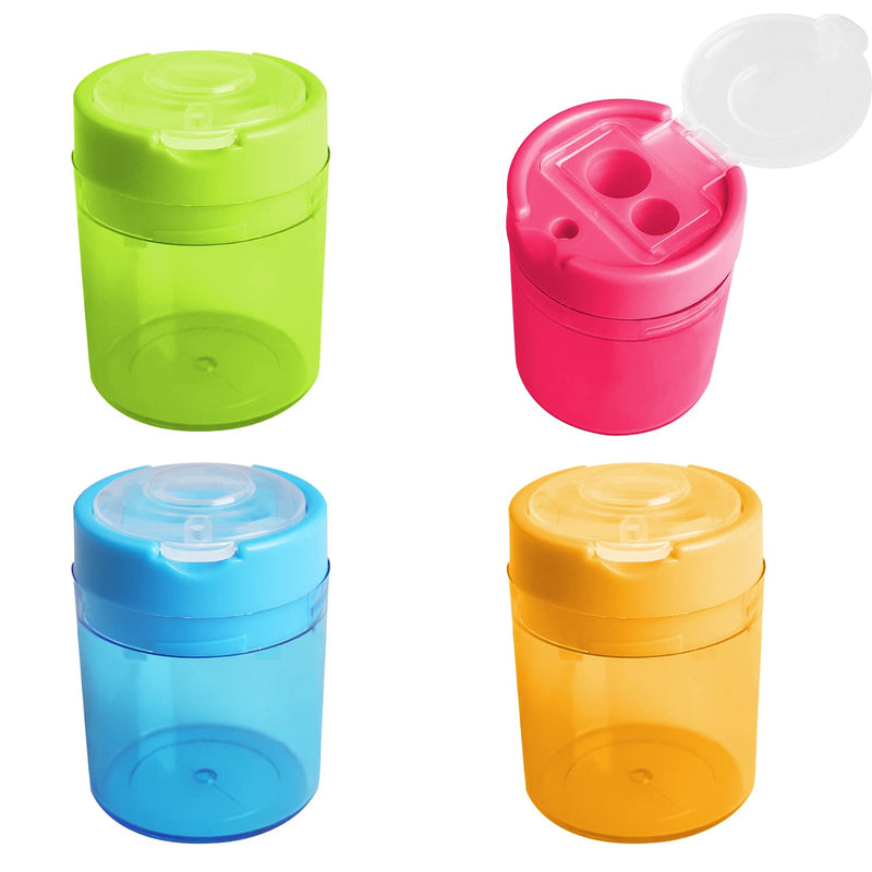  [AUSTRALIA] - Pencil Sharpener, 4 Pcs Manual Pencil Sharpeners Double Holes Sharpener with Lid Colored Pencil Sharpeners for Kids Plastic Pencil Sharpeners for School Office Home Supply