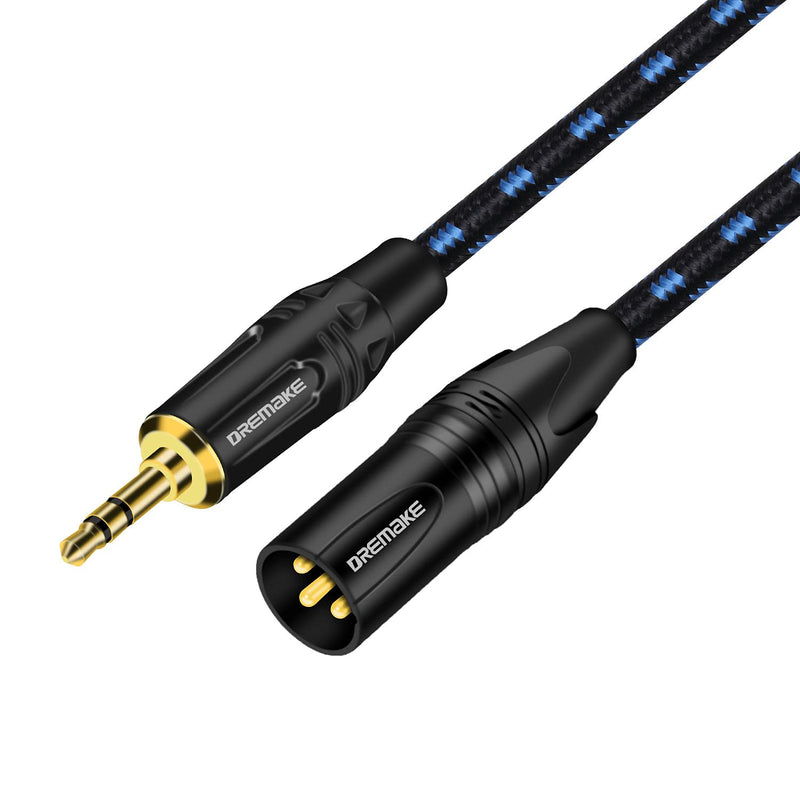  [AUSTRALIA] - DREMAKE 3.5mm Jack Stereo to XLR Male Mic Cable, 3FT XLR to 3.5mm Audio Cable, Unbalanced 3.5mm 1/8 Inch Male to XLR 3-Pin Male Interconnect Adapter Cord for PCs, Phones, Amplifier - Black Blue Tweed 3FT/1M