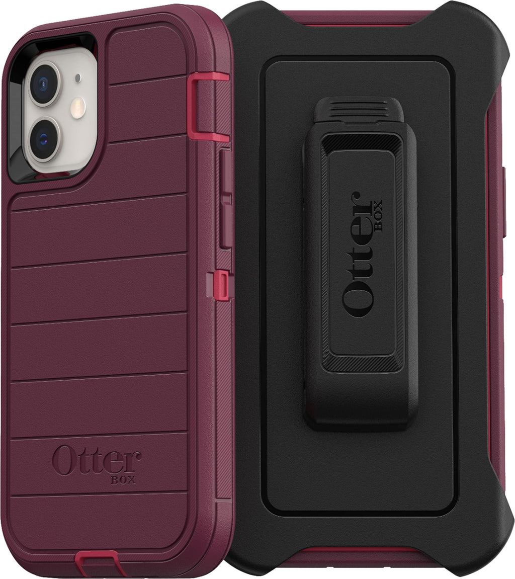  [AUSTRALIA] - OtterBox Defender Series Case & Holster SCREENLESS Edition for iPhone 12 Mini - Non-Retail Packaging - Berry Potion (Raspberry Wine/Boysenberry) with Microbial Defense