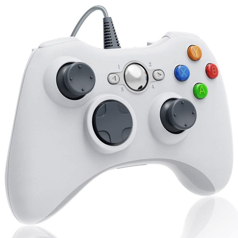  [AUSTRALIA] - Xbox 360 Controller, Gaming Controller Compatible with Xbox 360/Xbox 360 Slim and PC Windows 10/8/7 with Double Shock Turbo, Play Xbox 360 Controller Wired at Home by DIANVEN(White)
