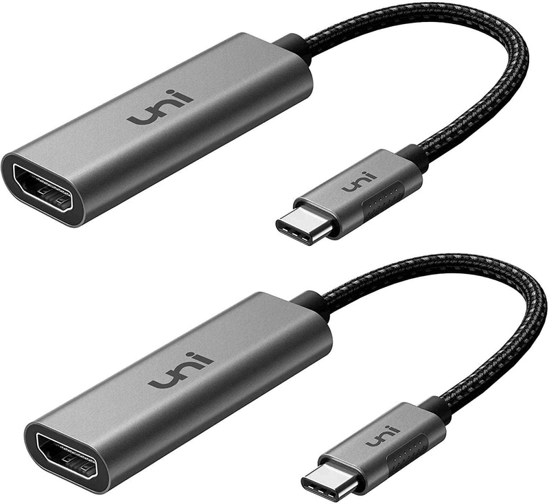  [AUSTRALIA] - USB C to 4K HDMI Adapter 2 Pack, uni [Aluminum Shell, High Speed] Sturdy USB C Adapter, Thunderbolt 3 Compatible for MacBook Pro 2019, iPad Pro, Surface Book 2, XPS 13/15, Galaxy S20, and More Grey 2 pcs