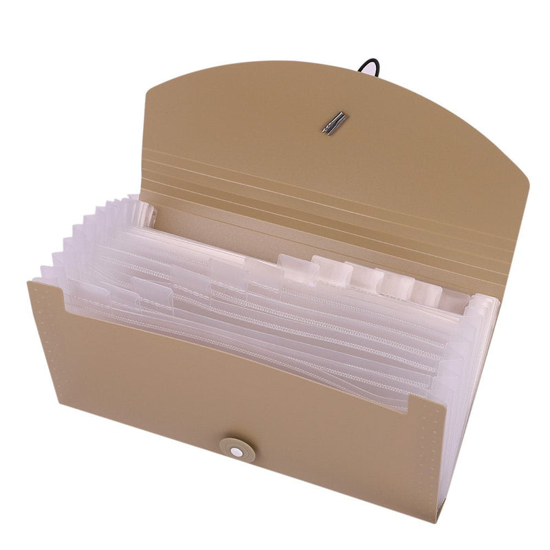  [AUSTRALIA] - 13 Sheet Expanding File Folder Pocket Size Accordion Document File Wallet Mini Classification Storage Organizer Bill Card Receipt Container with Tabs and Elastic Buckle for School Office Home Beige