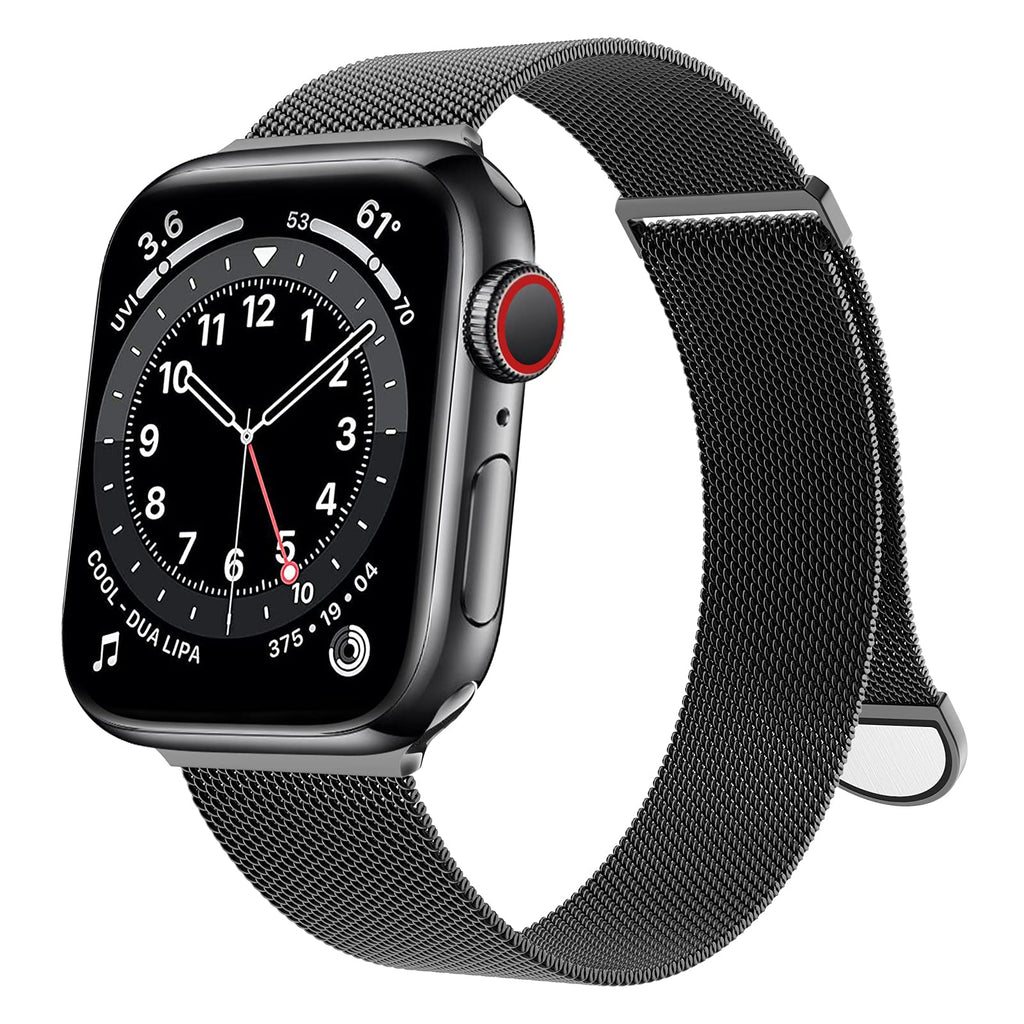  [AUSTRALIA] - OULUOQI Compatible with Apple Watch Band 38mm 40mm 41mm 42mm 44mm 45mm Women and Men, Stainless Steel Mesh Loop Magnetic Clasp Replacement for iWatch Band Series SE 7 6 5 4 3 2 1 (38mm Black) 38mm/40mm/41mm