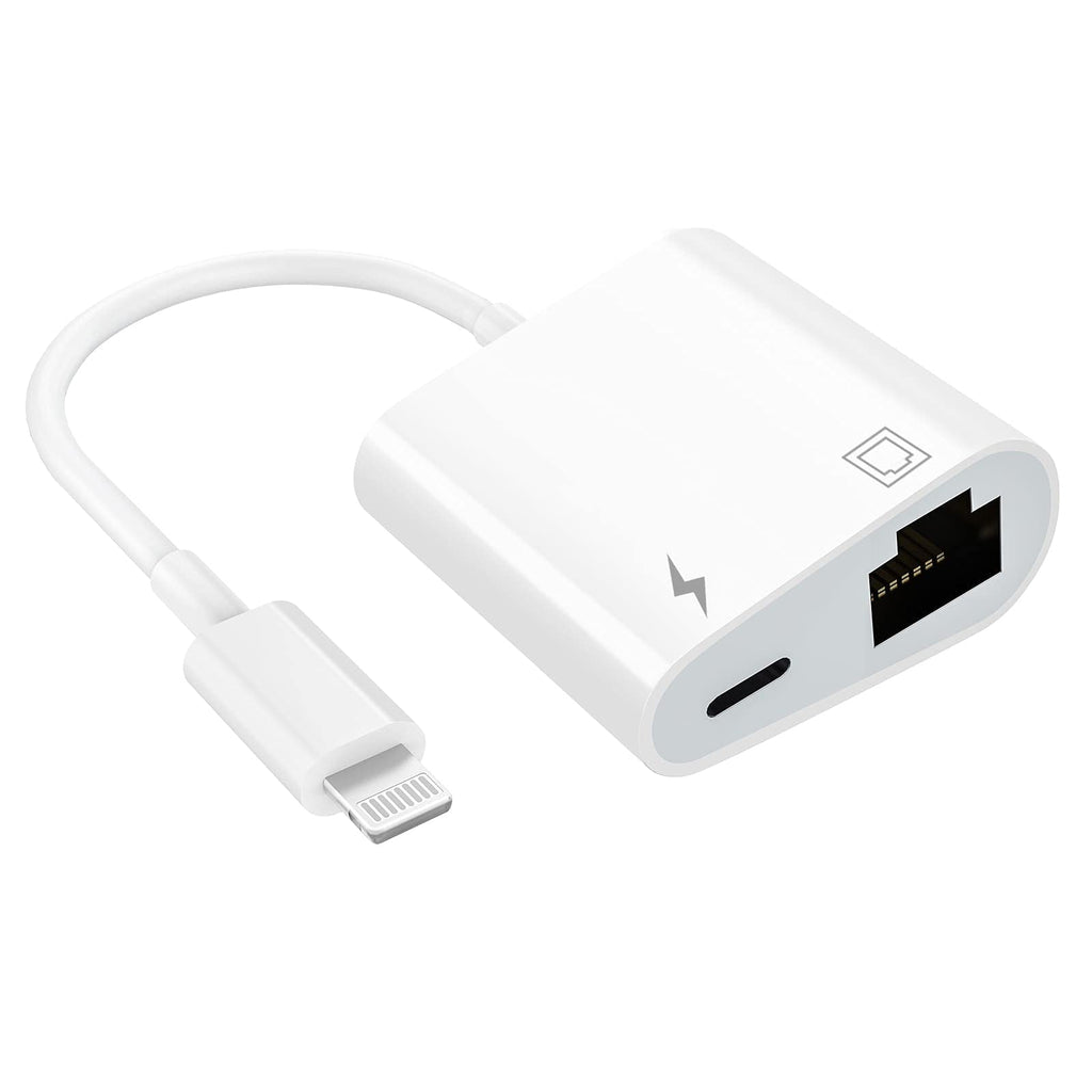  [AUSTRALIA] - Lightning to Ethernet Adapter, [Apple MFi Certified] 2 in 1 RJ45 Ethernet LAN Network Adapter with Charge Port Compatible with iPhone/iPad/iPod, Plug and Play, Supports 100Mbps Ethernet Network