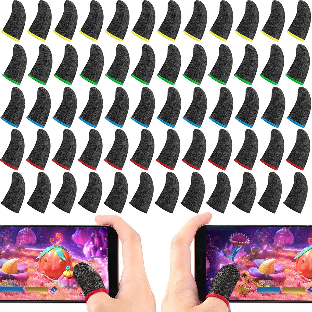  [AUSTRALIA] - 60 Pieces Gaming Finger Sleeves Mobile Game Controllers Silver Fiber Finger Sleeve Breathable Anti-Sweat Seamless Touchscreen Finger Thumb Sleeve Smooth Finger Protector for Mobile Phone Tablet
